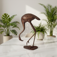 Grande statue de flamant rose en fonte sculptée et gravée, artisanat métallique décoratif pour la maison et le jardin