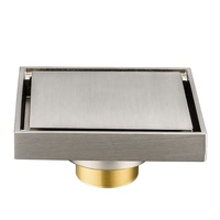Drain de sol de salle de bain moderne de haute qualité en laiton chromé 15*15 cm, inserts pour carrelage en céramique, invisible, rectiligne