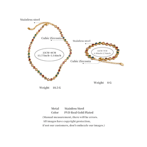 Jinyou 4712 Kleurrijke Kubieke Zirkoon Ketting Ketting Armband Set Statement Charme Pvd Roestvrij Staal Sieraden Set Voor Vrouwen Cadeau - Product Image 6