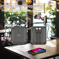 PORPIU Mini 20W Charge rapide 20000mAh Batterie externe ultra-mince haute capacité avec écran LED Interfaces d'entrée USB Type-C/Micro USB