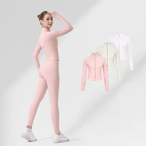 Veste de yoga respirante en nylon/élasthanne <span class=keywords><strong>Lulus</strong></span> Signature, coupe ajustée, col montant, taille plus, haut de gamme pour femmes - Product Image 2