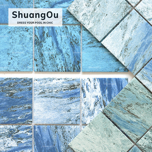 Commercio all'ingrosso 300x300 mattonelle di mosaico di colore blu mare Hotel Spa bagno doccia a parete vetrata in porcellana piastrelle per piscina - Product Image 1