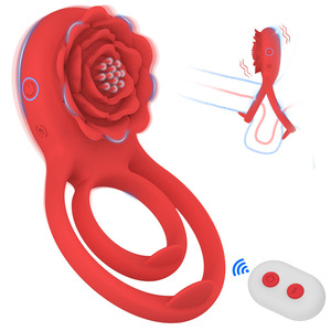 Anello vibrante di precisione Rose Lock per la salute della <span class=keywords><strong>prostata</strong></span> maschile, con telecomando wireless, 10 modalità, USB, per l'allungamento del pene. - Product Image 1
