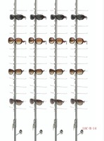Support d'affichage de lunettes de soleil en alliage d'aluminium mural, présentoir de lunettes, support d'affichage LOC-C-18PC-160CM