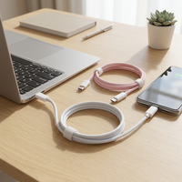 Kabel Pengisian Cepat USB-C 45W dengan Pelindung Anyaman dan Jaket PVC Tipe-C ke Tipe-C Power Delivery untuk Ponsel