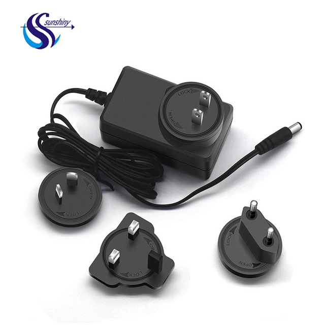 Interchangeable Dc Adapter 3W~72W 3V~36V 1A~8A Interchangeable Power Adapter 5v 9v 12v 24v with Detachable US EU UK AU Plug