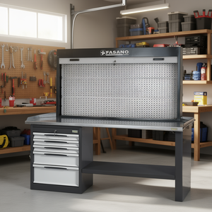 Fasano Tools <b>Workbench</b> With Pegboard Back Panel And Drawers For <b>Garage</b> Storage - Product Image 3