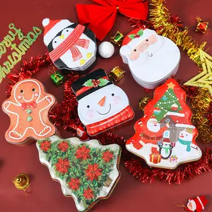 Metal Christmas Eve Candy Cookie Chocolate Gift Packaging Multi Graphics Christmas Trees Tin Box