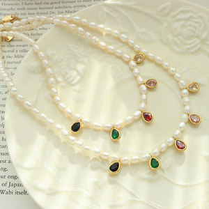 Collar con Colgante de Perla de Agua Dulce Natural y Cristal Colorido en Forma de Gota de Agua para Mujer, Regalos Delicados para Fiestas, Joyería Original Hecha a Mano - Product Image 2