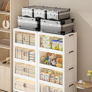 خزانة شفافة Rmier بعرض 70 سم متعددة الطبقات قابلة للطي للتخزين للملابس المنزلية للأطفال ألعاب الأطفال الكتب حاوية الوجبات الخفيفة