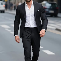 Jas Pria Slim Fit Gaya Amerika untuk Bisnis, Desain Kancing V-neck, Lengan Panjang, Bahan Campuran Polyester Viscose yang Bernapas