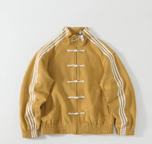 Chaqueta Polo De Pana Floral Para Hombre | Cuello Alto Botones Bolsillo Suelto Para Tres Estaciones - Product Image 4