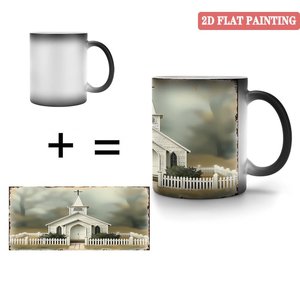 Mug à presser à chaud 11oz en céramique noire givrée, tasse changeante de couleur pour cadeaux DIY - Product Image 4