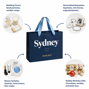 Sacchetti Regalo di Lusso Personalizzati FB22 <span class=keywords><strong>con</strong></span> Manici a Nastro per Matrimoni, Addii al Nubilato, Feste, Omaggi <span class=keywords><strong>con</strong></span> <span class=keywords><strong>Nome</strong></span> e Data Personalizzati - Product Image 3