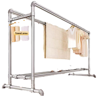 Séchoir à linge autoportant moderne multifonctionnel intérieur/extérieur à double tringle, séchoir à couettes à double niveau pour usage domestique et balcon