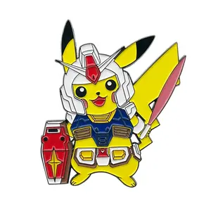 Wholesale Motozu Gundam Pikachu linkage Brooch Japanese Anime Bag Emon Metal Decorative Badge Enamel Pins