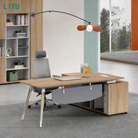 Ensemble de bureau convertible en forme de L LIYU avec chaise, tiroir à serrure, table de direction, plateau en mélamine