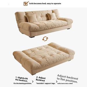 Sofá Modular Estilo Francés Color Crema 2025, de Doble Uso, para Sala de Estar, Ideal para Apartamentos Pequeños, con Cama Plegable y Tapicería de Tela - Product Image 4