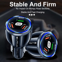 90w Charge Rapide 3 Ports Lumières Led Mini Chargeurs De Voiture Portables PD 30W Blanc Et Noir Chargeurs De Voiture Led Rapide