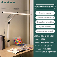 Grande lampe de table LED blanche pour salle de lecture, avec abat-jour, contrôle tactile AC, protection oculaire, gradation à 3 niveaux, réglable, minimaliste, à pince