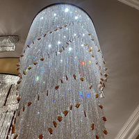Lustre en cristal à longues brins, luminaire suspendu vertical personnalisé pour villa, escalier, plafond haut, hall d'hôtel