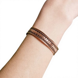 Traditional Ayurvedic Stamped Wave <b>Rope</b> Solid Copper <b>Bracelet</b> Fashionable Metal Jewelry Exquisite Design - Product Image 1