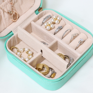 Estuche de Viaje Portátil de Cuero con Cierre de Cremallera para Joyas, con Espejo, Personalizable con Logotipo, Estilo Simple - Product Image 1