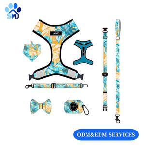 कस्टम डॉग हार्नेस कॉलर पट्टा सेट पैक बैग धारक बन्ना धनुष टाई के साथ कोई पुल समायोज्य नहीं - Product Image 5