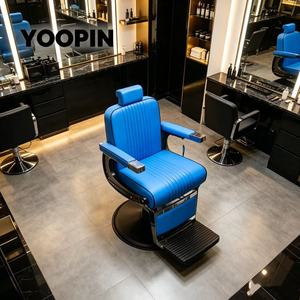 Azul personalizar Silla de peluquero Logo ajustable Ice Capone clásico <span class=keywords><strong>barber</strong></span>ía plegable peluquería elegante peluquería reposapiés silla - Product Image 3