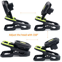 Lampe de bureau LED tête rotative multi-fonction lampes de camping ventilateur et pince magnétique lampe de travail rechargeable avec clip de support
