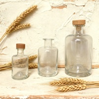 Bouteilles en verre cylindriques personnalisées de 120 ml/270 ml/375 ml/500 ml avec bouchon en liège pour boissons/vin, étiquette personnalisée, décoration avec estampage doré