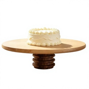 Soporte para Pastel de Madera Ecológico Hecho a Mano, Plato Redondo para Servir Postres, Acabado Natural, Solo Lavar a Mano, Decoración para Mesa de Bodas y Fiestas - Product Image 1