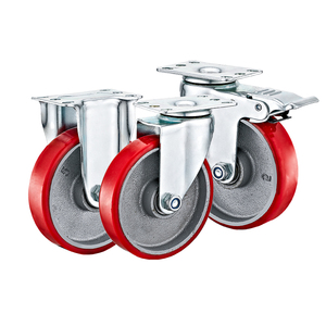 Bánh xe xoay công nghiệp cỡ trung bình 3''4''<span class=keywords><strong>5</strong></span>'', lõi gang, bánh xe PU đỏ, dùng cho xe đẩy tay - Product Image 2