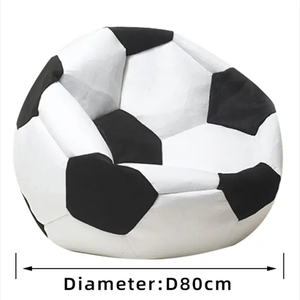 Clásico negro blanco patrón fútbol perezoso sofá PUF sin relleno redondo juego fútbol bola PUF silla - Product Image 4
