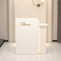 Petit bureau d'accueil à LED blanc simple Salon de beauté pour hôtel Spa Salon Restaurant Mobilier de bureau Bureau de travail avec armoire