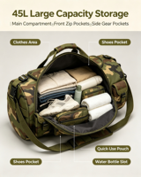 Sac à dos de voyage tactique en nylon camouflage jungle personnalisé, durable, imperméable, multi-compartiments, pour le camping et la randonnée en plein air