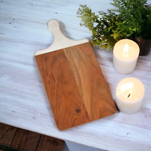 Planche à découper en bois d'acacia avec manche en émail Planche de service à pizza Planche à découper en bois Blocs à découper - Product Image 5