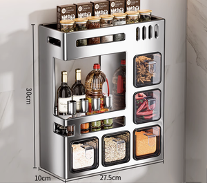 Estante de Almacenamiento de Cocina de Acero Inoxidable <span class=keywords><strong>para</strong></span> Montar en la Pared, Organizador de Condimentos, Sin Perforaciones, Soporte <span class=keywords><strong>para</strong></span> Utensilios y <span class=keywords><strong>Especias</strong></span> - Product Image 5