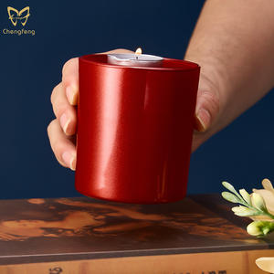 ขวดแก้วหอมสีสันสดใส ที่ใส่เทียนแก้วสีแดง 300 มล. ที่ใส่เทียนทีไลท์สำหรับตกแต่งงานแต่งงาน - Product Image 3