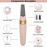 Ponceuse électrique pour pieds, outil électronique pour le soin des pieds et l'élimination des peaux mortes, rose