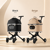 Poussette pour animaux de compagnie pliable, design de voyage avec roues pivotantes à 360°, maille respirante et cabine amovible, vente en gros OEM