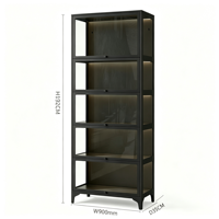 Vitrine Moderne en Acier avec Portes en Verre Anti-Poussière, 5+ Compartiments pour Salon, Chambre, Bar à Domicile et Rangement de Salle à Manger