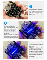 Kartu Uji Kabel Data Mobile Mechanic DT3 untuk Micro USB Tipe C, Mendeteksi Sirkuit Pendek dan Saklar On/Off