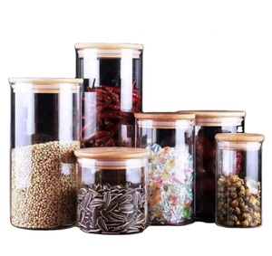 High Quality 250ml Storage Bottle Jars Food Storage <b>Container</b> for High Borosilicate <b>Glass</b> Airtight With Bamboo Lid - Product Image 1