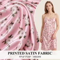 Tissu satiné imprimé numérique en gros, 100 GSM, 95 % polyester, 5 % élasthanne, imprimé floral soyeux pour pyjamas et robes