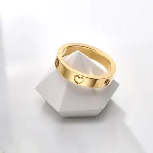 Couple jewelry love ring 18k gold cubic zirconia heart diamond engagement rings