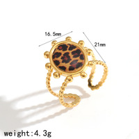 Bague ouverte en acier inoxydable plaqué or 18 carats avec motif léopard et pierre naturelle pour femme – Bijou tendance, cadeau idéal – Nouvelle collection RH
