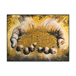 Decorazione per la casa moderna effetto 3D mani operose pittura a olio su tela su misura con pietra epossidica oro cristallo porcellana - Product Image 6