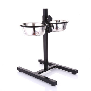 Cuenco de acero inoxidable <span class=keywords><strong>personalizado</strong></span> al por mayor para mascotas con soporte de altura ajustable para alimentar perros medianos y grandes - Product Image 2
