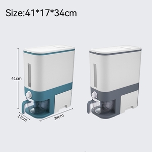 Contenedor de almacenamiento de arroz de gran capacidad de 10kg sellado a prueba de humedad con taza medidora para cocina despensa hogar - Product Image 2